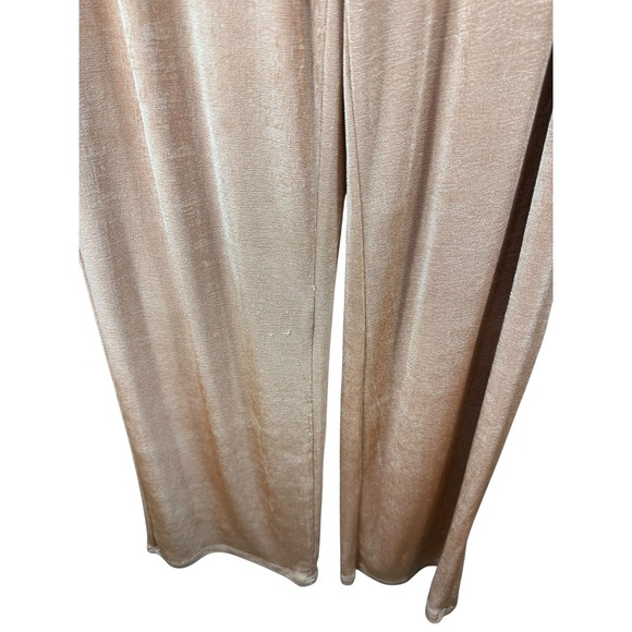 Lulus Pants Womens Medium Orange Metallic Wide Leg Pull On Lounge Lined Shimmer - Picture 3 of 9